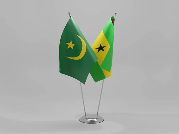 Svatý Tomáš Princův Ostrov Mauritánie Spolupráce Vlajky Bílé Pozadí Render — Stock fotografie