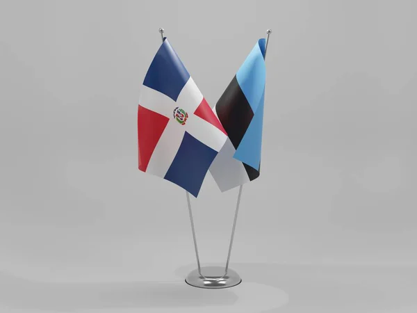 Estonia Dominikana Flagi Współpracy Białe Tło Render — Zdjęcie stockowe