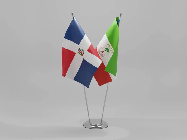 赤道ギニア ドミニカ共和国協力旗 白背景 3Dレンダリング — ストック写真