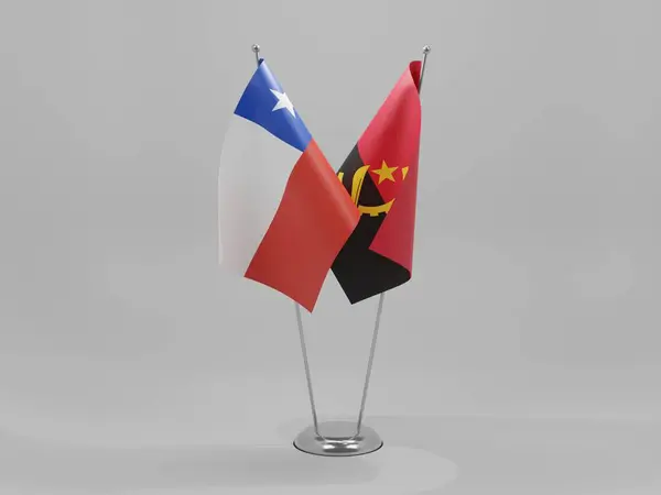 アンゴラ チリ協力旗 白背景 3Dレンダリング — ストック写真