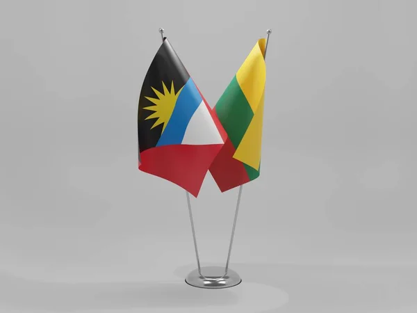 Litwa Antigua Barbuda Flagi Współpracy Białe Tło Render — Zdjęcie stockowe