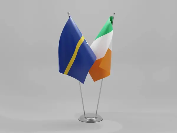 Ireland Nauru Cooperation Flags White Background Render — стокове фото