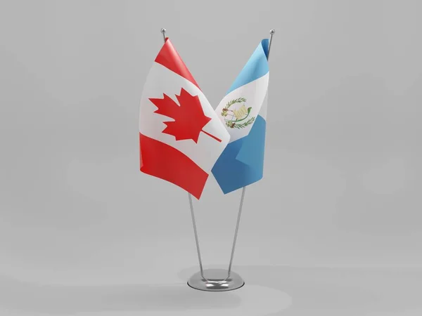 Guatemala Canada Samenwerking Vlaggen Witte Achtergrond Render — Stockfoto