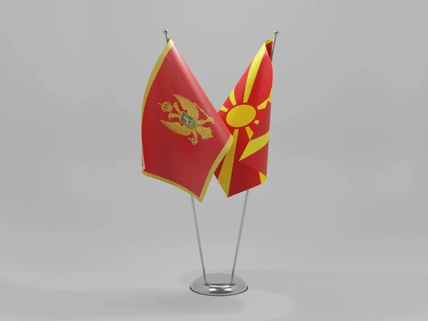 Macedonia Montenegro Banderas Cooperación Fondo Blanco Render —  Fotos de Stock