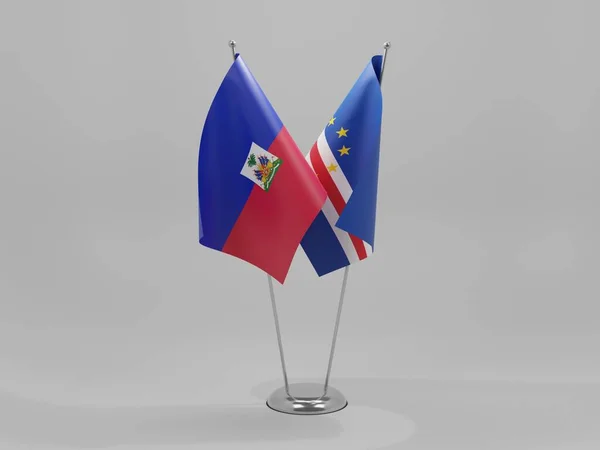 Kap Verde Haiti Kooperationsflaggen Weißer Hintergrund Render — Stockfoto
