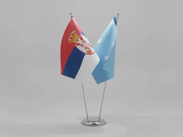 Micronesia Serbia Cooperation Flags White Background Render — Stock Photo, Image