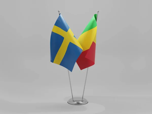 Malí Banderas Cooperación Suecia Fondo Blanco Render — Foto de Stock