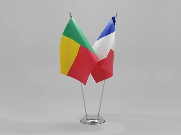 Fransa Benin Şbirliği Bayrakları Beyaz Arkaplan Yapılandırma — Stok fotoğraf