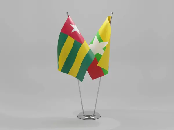 Myanmar Togo Kooperace Vlajky Bílé Pozadí Vykreslování — Stock fotografie