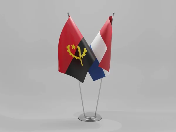 Nederland Angola Samenwerking Vlaggen Witte Achtergrond Render — Stockfoto