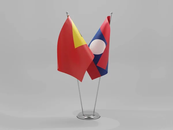 Laos Osttimor Kooperationsflaggen Weißer Hintergrund Render — Stockfoto