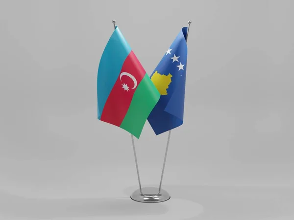 Kosovo Drapeaux Coopération Azerbaïdjan Fond Blanc Render — Photo