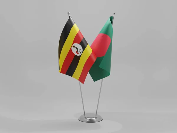 Bangladesh Bandiere Cooperazione Uganda Sfondo Bianco Render — Foto Stock