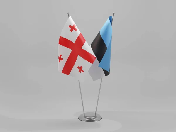 Estland Georgien Kooperationsfahnen Weißer Hintergrund Render — Stockfoto