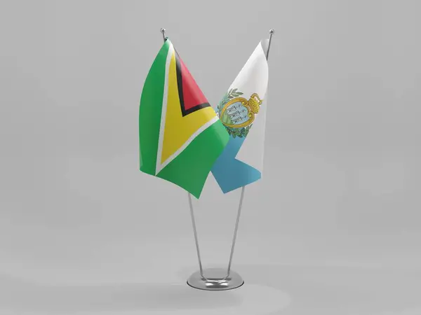 San Marino Guyana Spolupráce Vlajky Bílé Pozadí Vykreslení — Stock fotografie