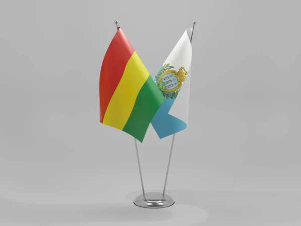 Сан Марино Флаги Кооперации Боливии Белый Фон Рендер — стоковое фото