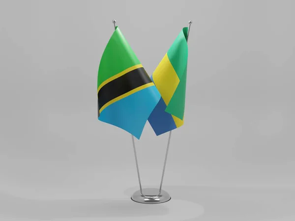 Γκαμπόν Τανζανία Σημαίες Συνεργασίας Λευκό Φόντο Render — Φωτογραφία Αρχείου