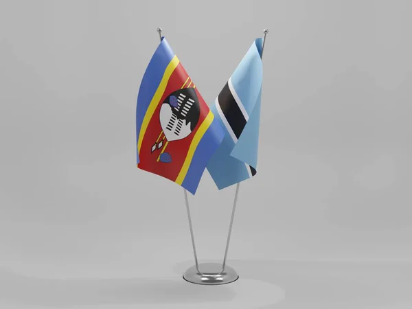 Botswana Swaziland Flaggor För Samarbete Vit Bakgrund Render — Stockfoto