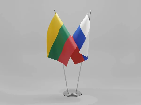 Banderas Cooperación Entre Rusia Lituania Fondo Blanco Render —  Fotos de Stock