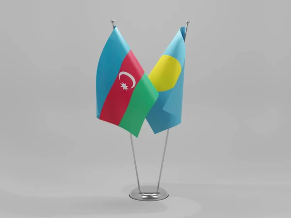 Palau Banderas Cooperación Azerbaiyán Fondo Blanco Render — Foto de Stock