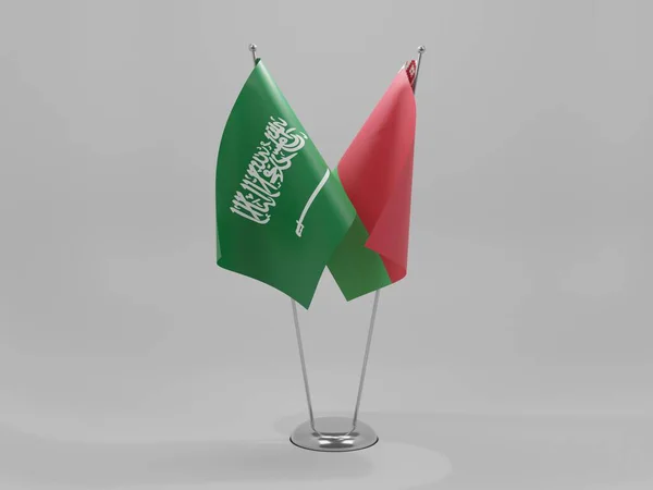 Bielorussia Bandiere Cooperazione Arabia Saudita Sfondo Bianco Render — Foto Stock