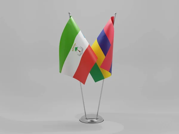 Mauritius Equatorial Guinea Cooperation Flags White Background Render — Stock Photo, Image