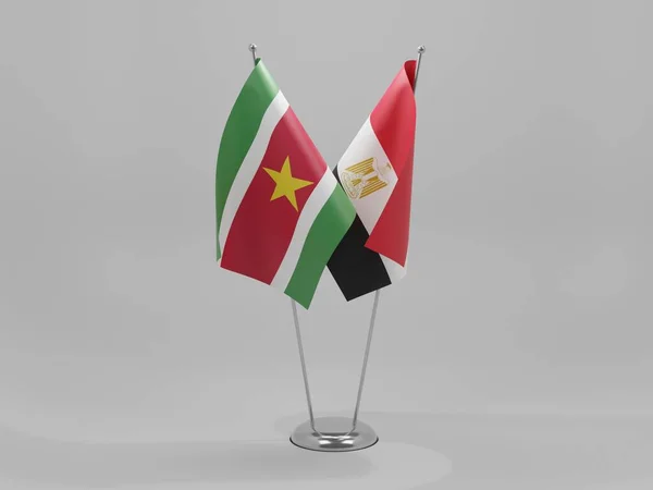 Egypt - Suriname Cooperation Flags, White Background - 3D Render