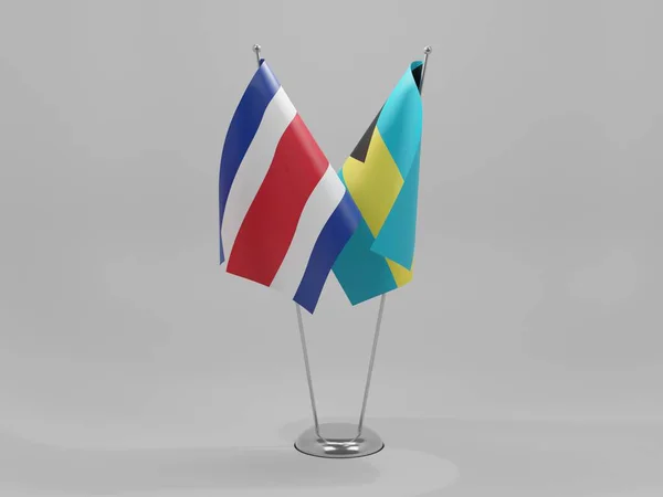 Bahamas Bandeiras Cooperação Costa Rica Fundo Branco Render — Fotografia de Stock
