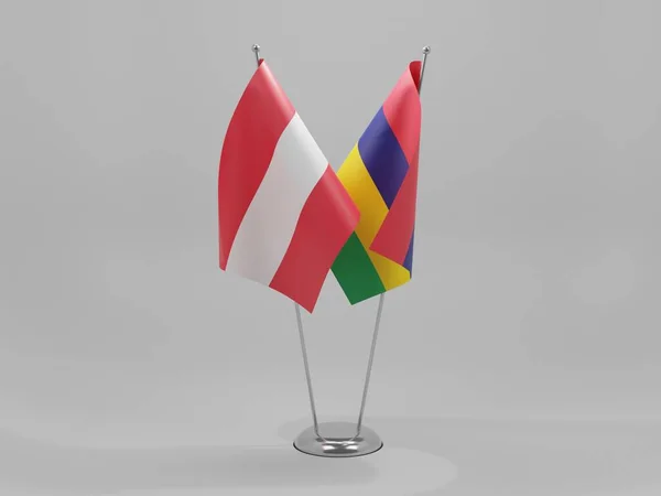 Mauritius Österreich Kooperationsfahnen Weißer Hintergrund Render — Stockfoto