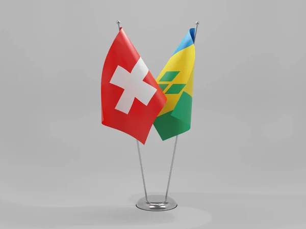 Vincent Und Die Grenadinen Kooperationsflaggen Der Schweiz Weißer Hintergrund Render — Stockfoto