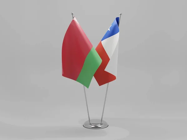 Chili Drapeaux Coopération Bélarus Fond Blanc Render — Photo