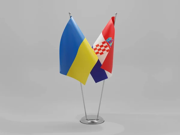 Хорватія Україна Прапори Співробітництва Біле Тло Рендер — стокове фото