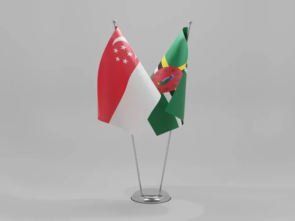 Dominica Bandeiras Cooperação Singapura Fundo Branco Render — Fotografia de Stock