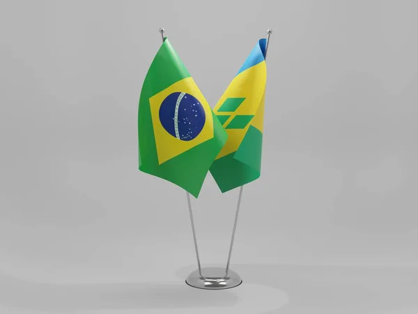 Saint Vincent Grenadines Brazil Cooperation Flags White Background Render — Stock Photo, Image