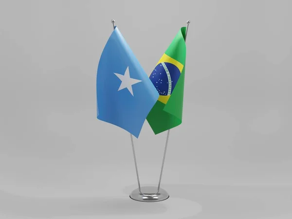 Бразилия Сомали Флаги Сотрудничества Белый Фон Рендер — стоковое фото