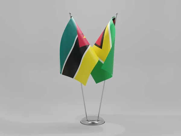 ガイアナ モザンビーク協力旗 白い背景 3Dレンダリング — ストック写真