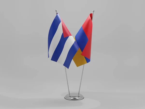 Armenia Cuba Cooperation Flags White Background Render — 图库照片
