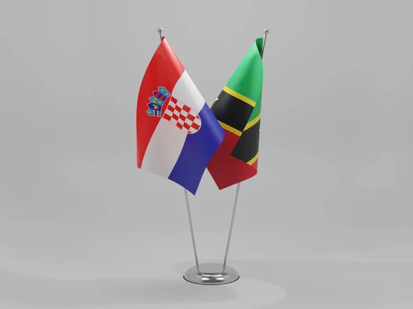 Saint Kitts Nevis Croatie Drapeaux Coopération Fond Blanc Render — Photo