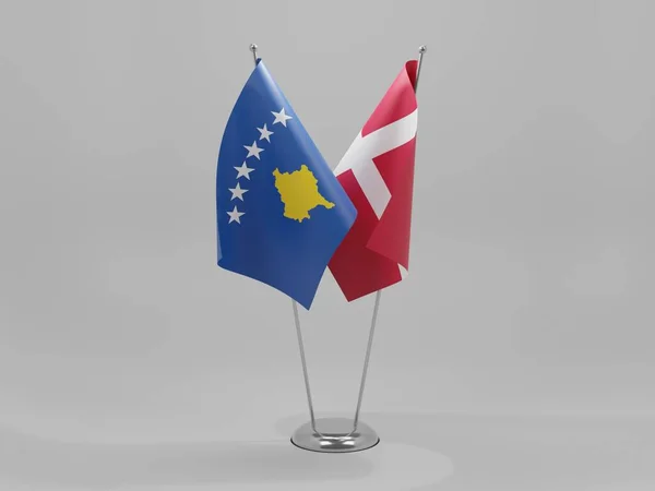 Dinamarca Bandeiras Cooperação Kosovo Fundo Branco Render — Fotografia de Stock