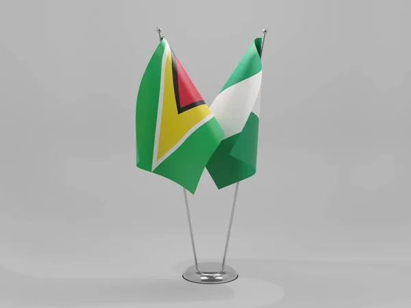 Nigeria Guyana Cooperation Flags White Background Render — Stock Photo, Image