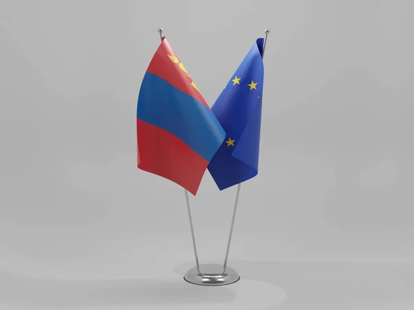 Banderas Cooperación Entre Unión Europea Mongolia Fondo Blanco Render —  Fotos de Stock