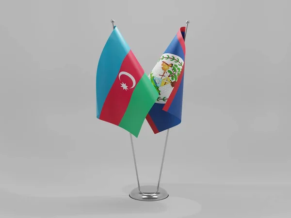 Belize Bandeiras Cooperação Azerbaijão Fundo Branco Render — Fotografia de Stock