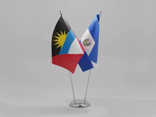 Salwador Flagi Współpracy Antigua Barbuda Białe Tło Render — Zdjęcie stockowe