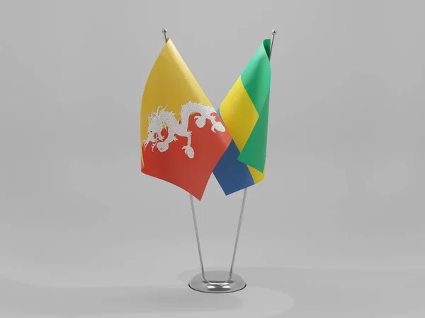 Gabão Bandeiras Cooperação Butão Fundo Branco Render — Fotografia de Stock