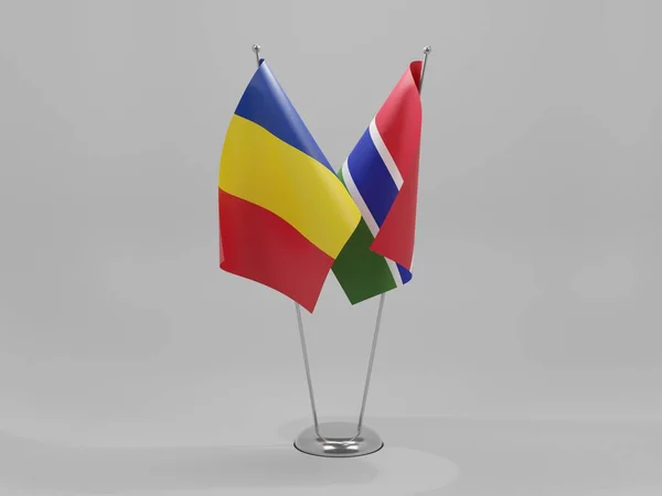 Gambia Romania Cooperation Flags White Background Render — Stock Photo, Image