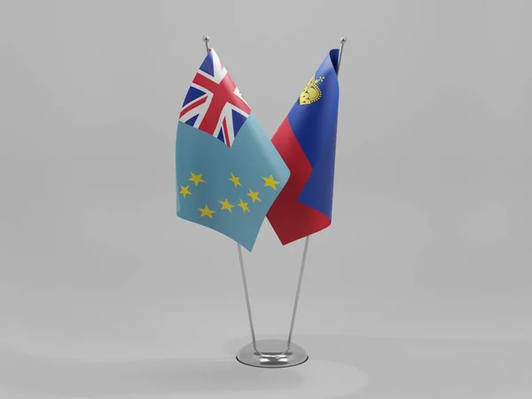 Liechtenstein Tuvalu Kooperationsflaggen Weißer Hintergrund Render — Stockfoto