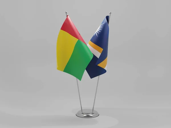 Islas Marshall Guinea Bissau Banderas Cooperación Fondo Blanco Render — Foto de Stock