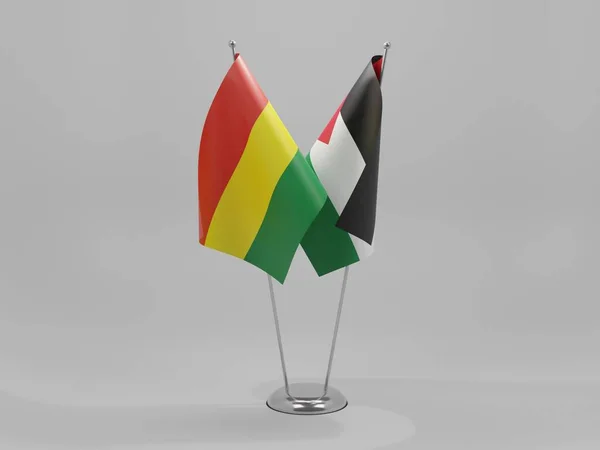 Palestina Bolivia Flaggor För Samarbete Vit Bakgrund Render — Stockfoto