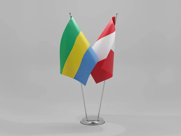 Pérou Drapeaux Coopération Gabon Fond Blanc Render — Photo