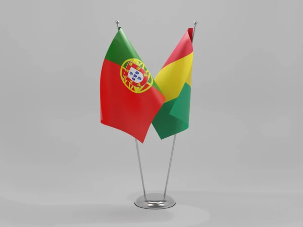 Gwinea Portugalia Flagi Współpracy Białe Tło Render — Zdjęcie stockowe